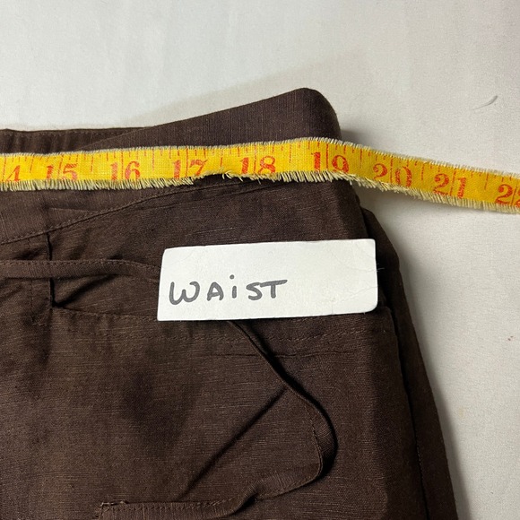 First Issue Liz Claiborne Brown Linen Blend Drawstring Pants Size 14 Monochrome - Picture 8 of 13